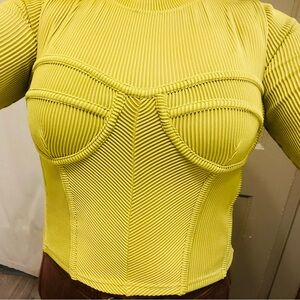 Anthropologie lime corset top with back zipper